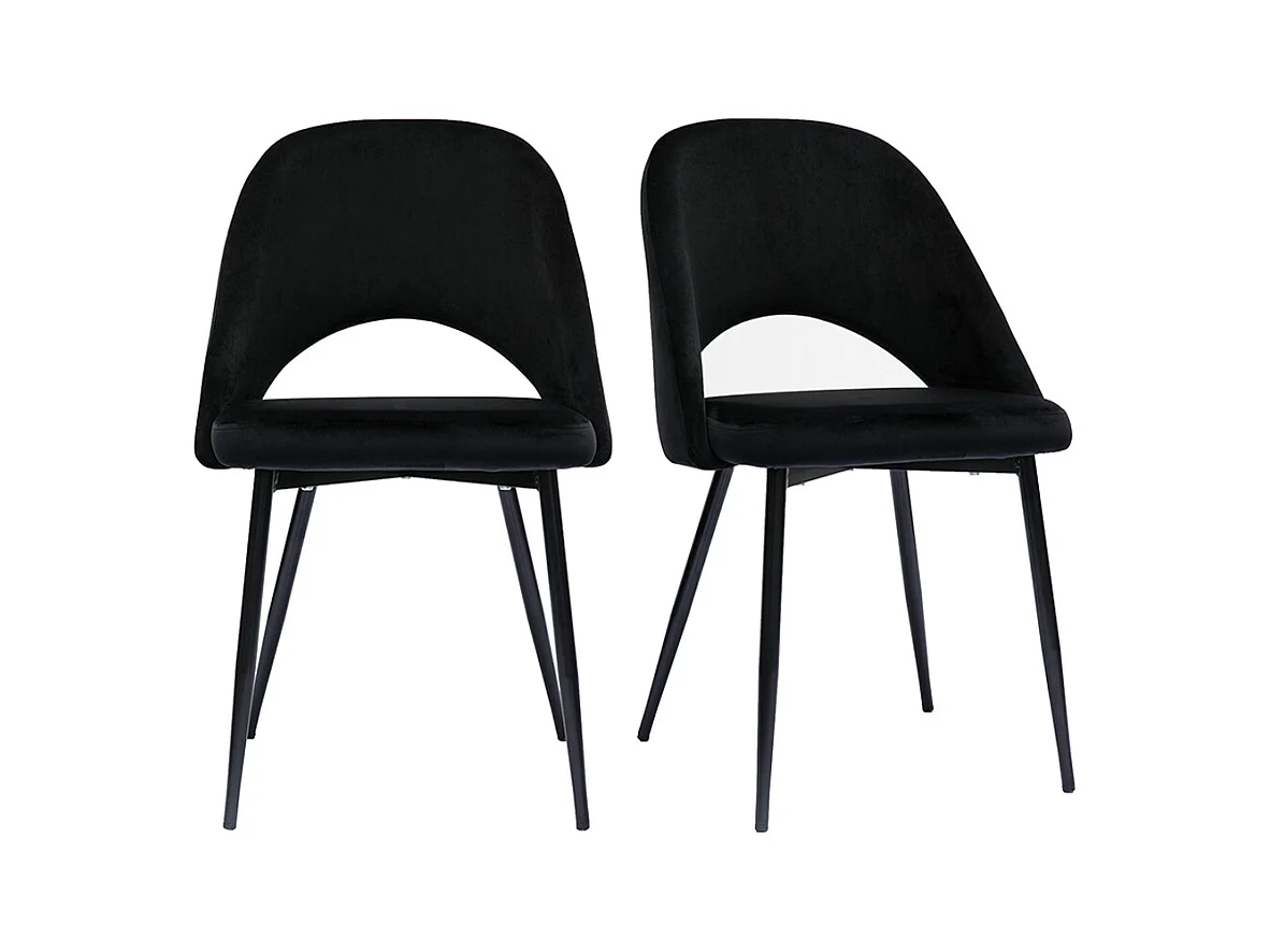 Chaises vintage noires en tissu velours et métal (lot de 2) COSETTE