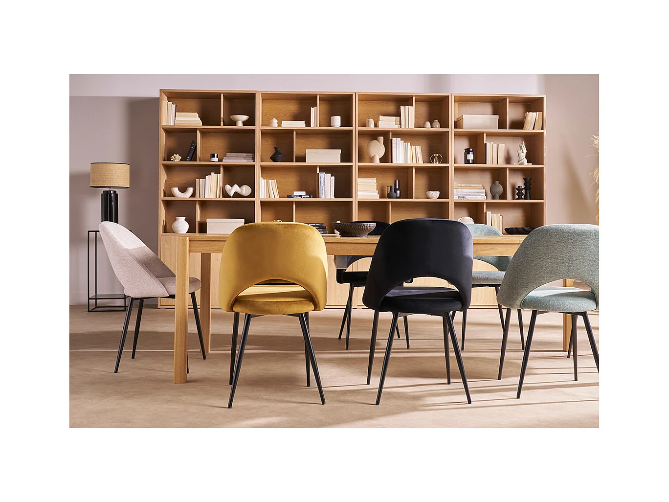 Chaises vintage noires en tissu velours et métal (lot de 2) COSETTE