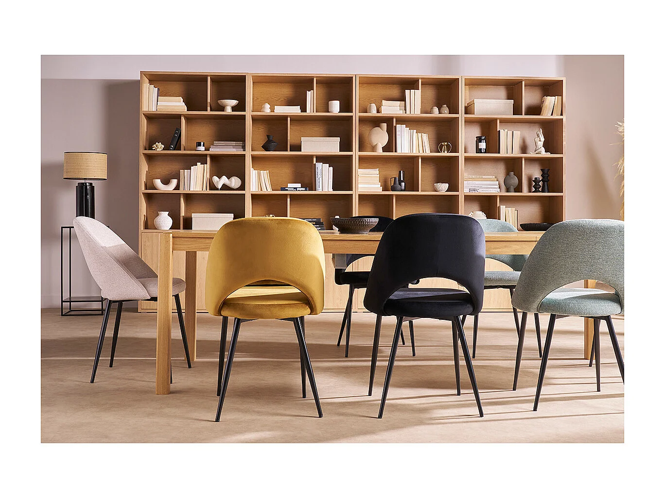 Chaises vintage noires en tissu velours et métal (lot de 2) COSETTE