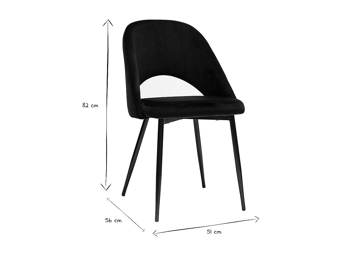 Chaises vintage noires en tissu velours et métal (lot de 2) COSETTE