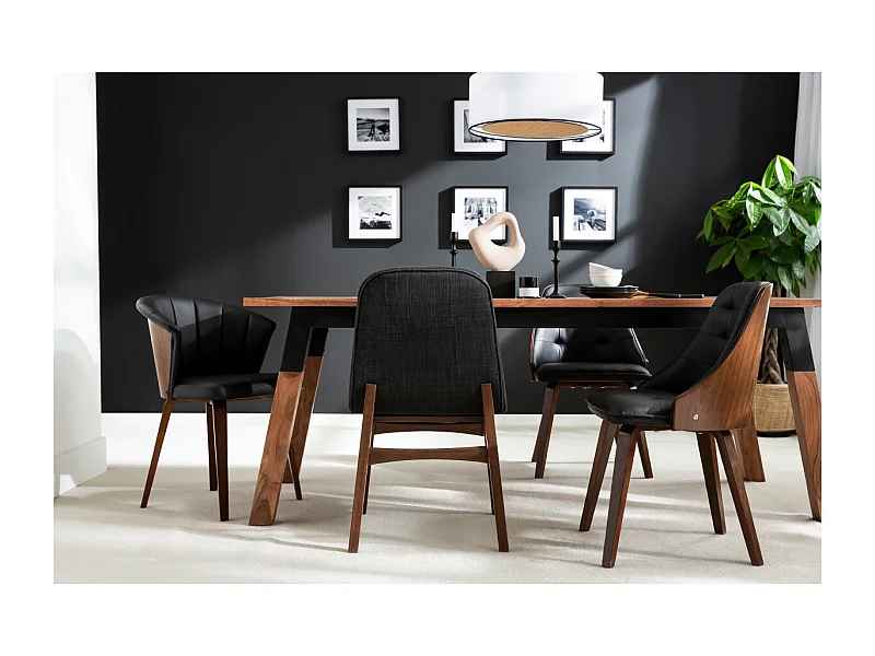 Silla moderna negro y madera oscura ALBIN