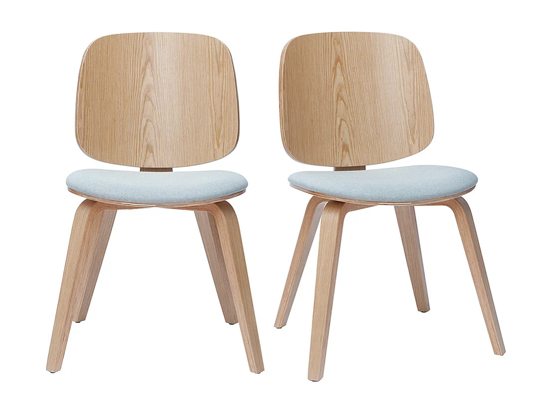 Sedie legno chiaro e tessuto grigio chiaro (set di 2) BECK