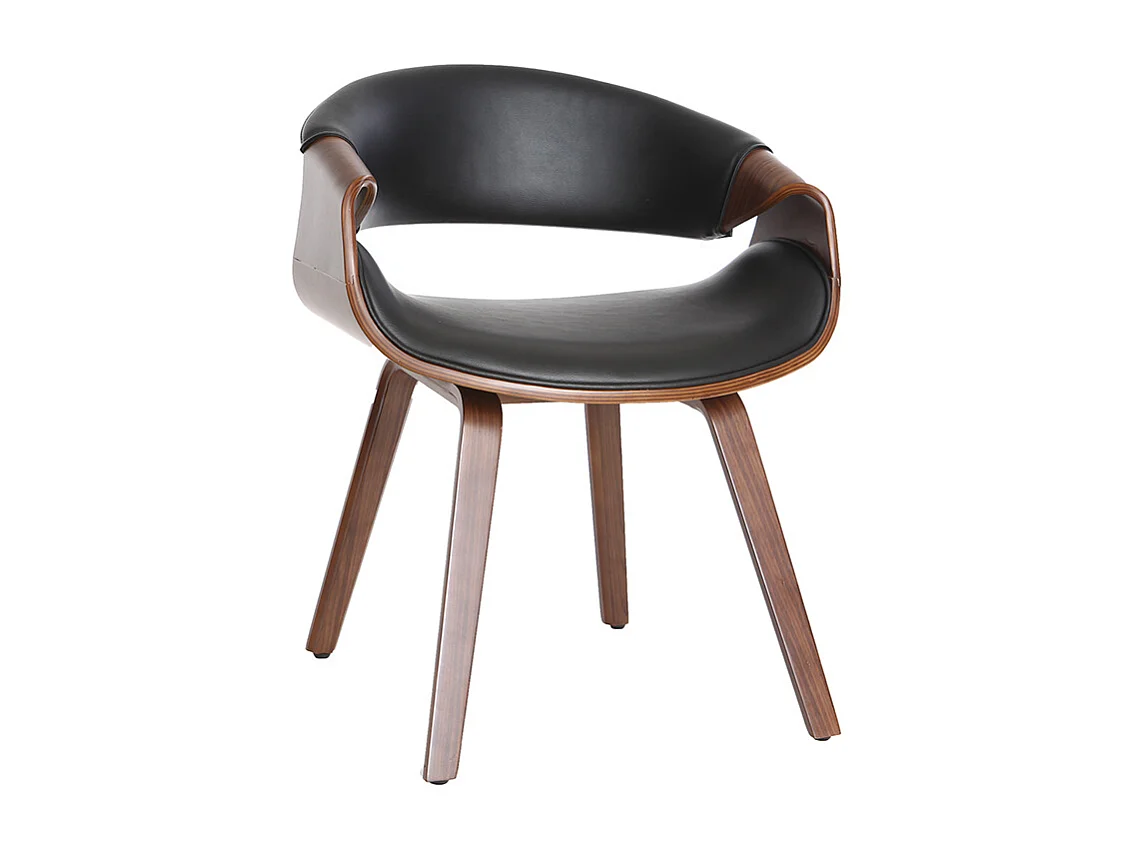 Fauteuil design noir et bois foncé noyer ARAMIS
