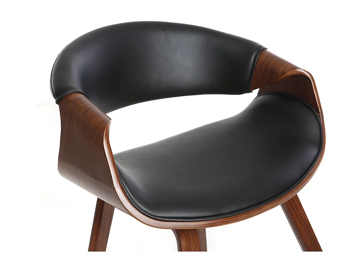 Fauteuil design noir et bois foncé noyer ARAMIS