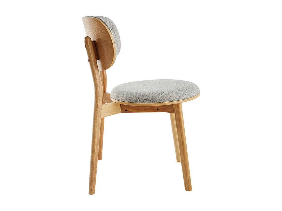 Chaises scandinaves en tissu gris clair et bois clair massif (lot de 2) FAUVETTE