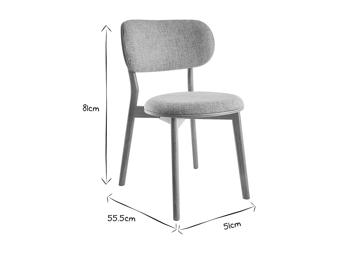 Chaises scandinaves en tissu gris clair et bois clair massif (lot de 2) FAUVETTE