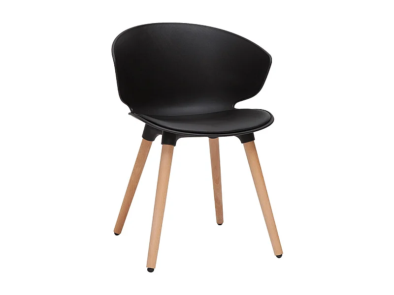 Chaise design noir et bois clair massif WING