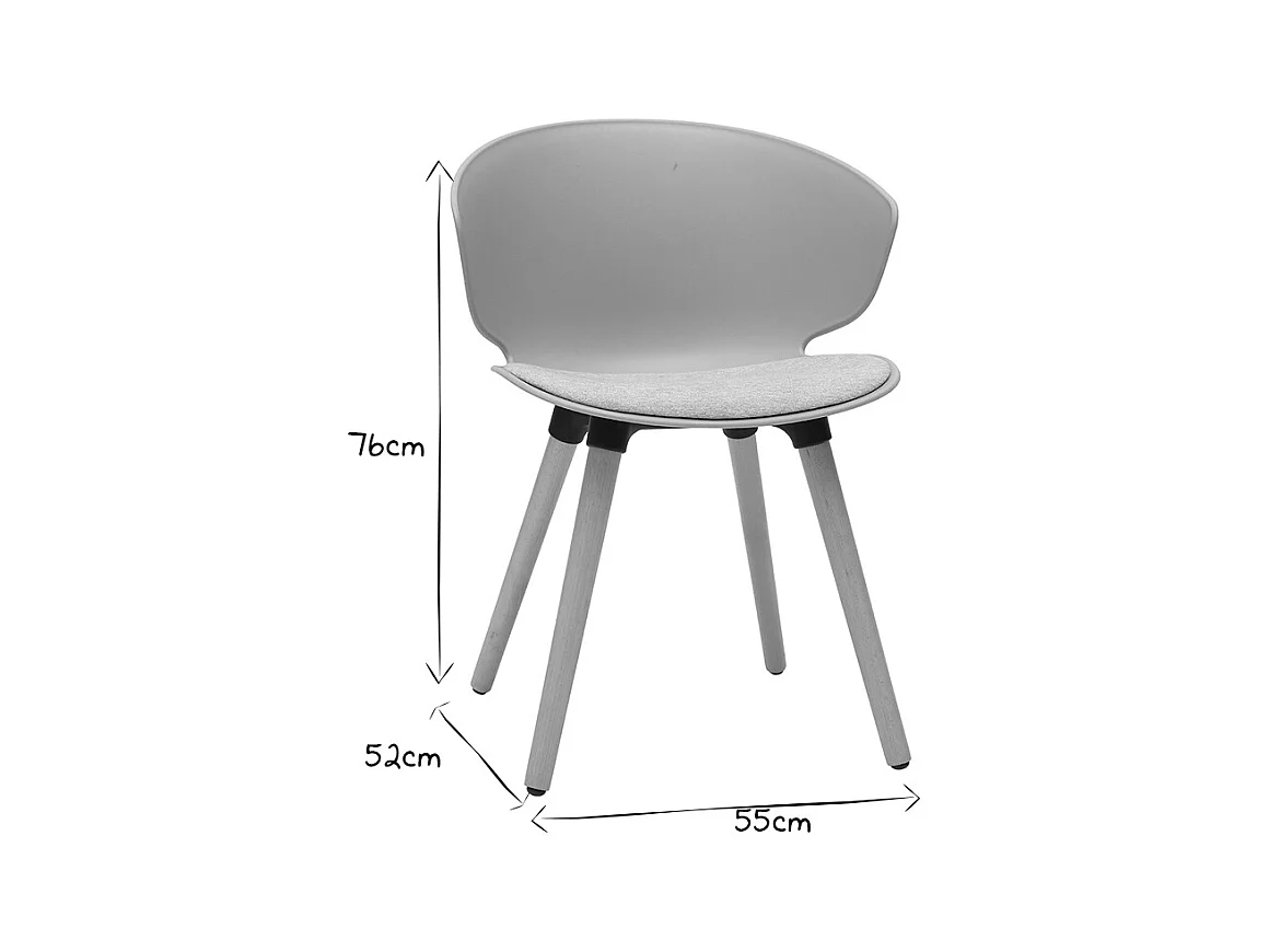 Chaise design noir et bois clair massif WING