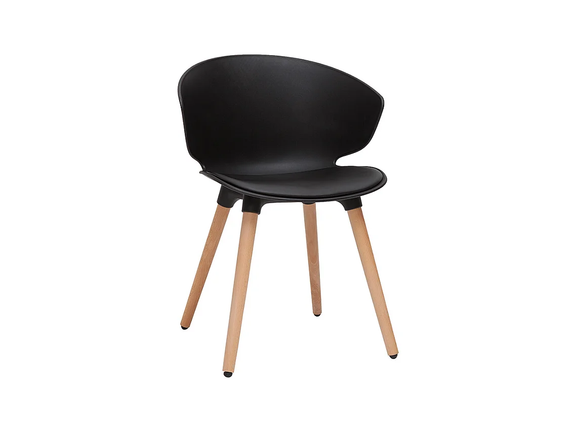 Chaise design noir et bois clair massif WING
