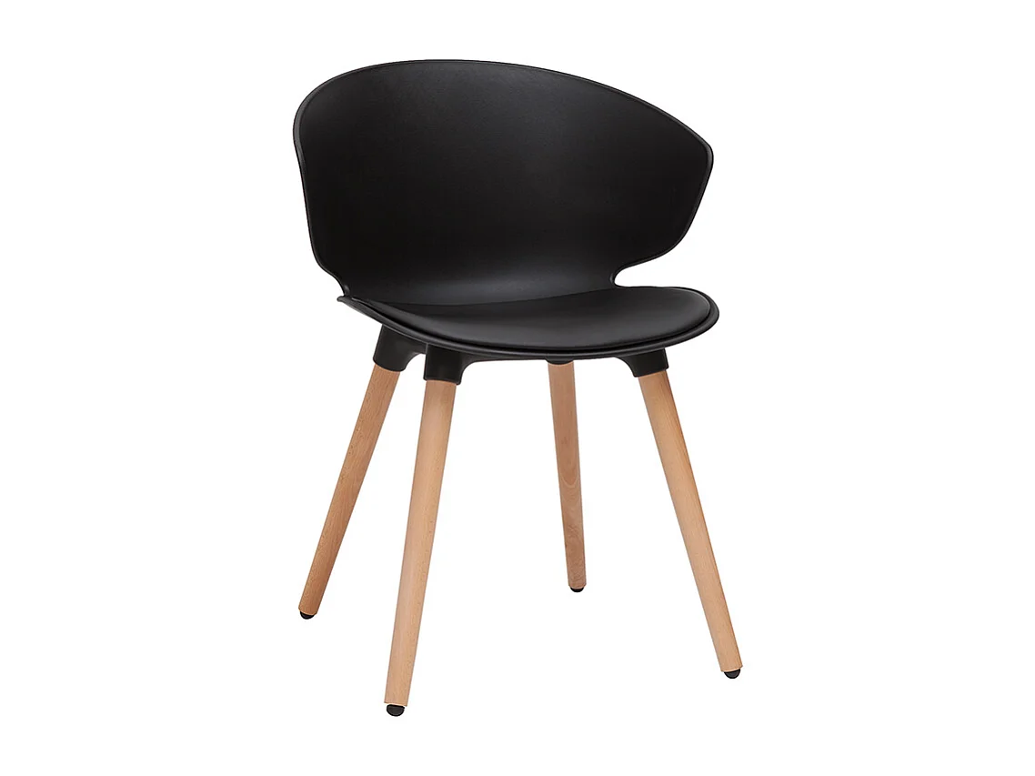 Silla de diseño negra y madera clara WING