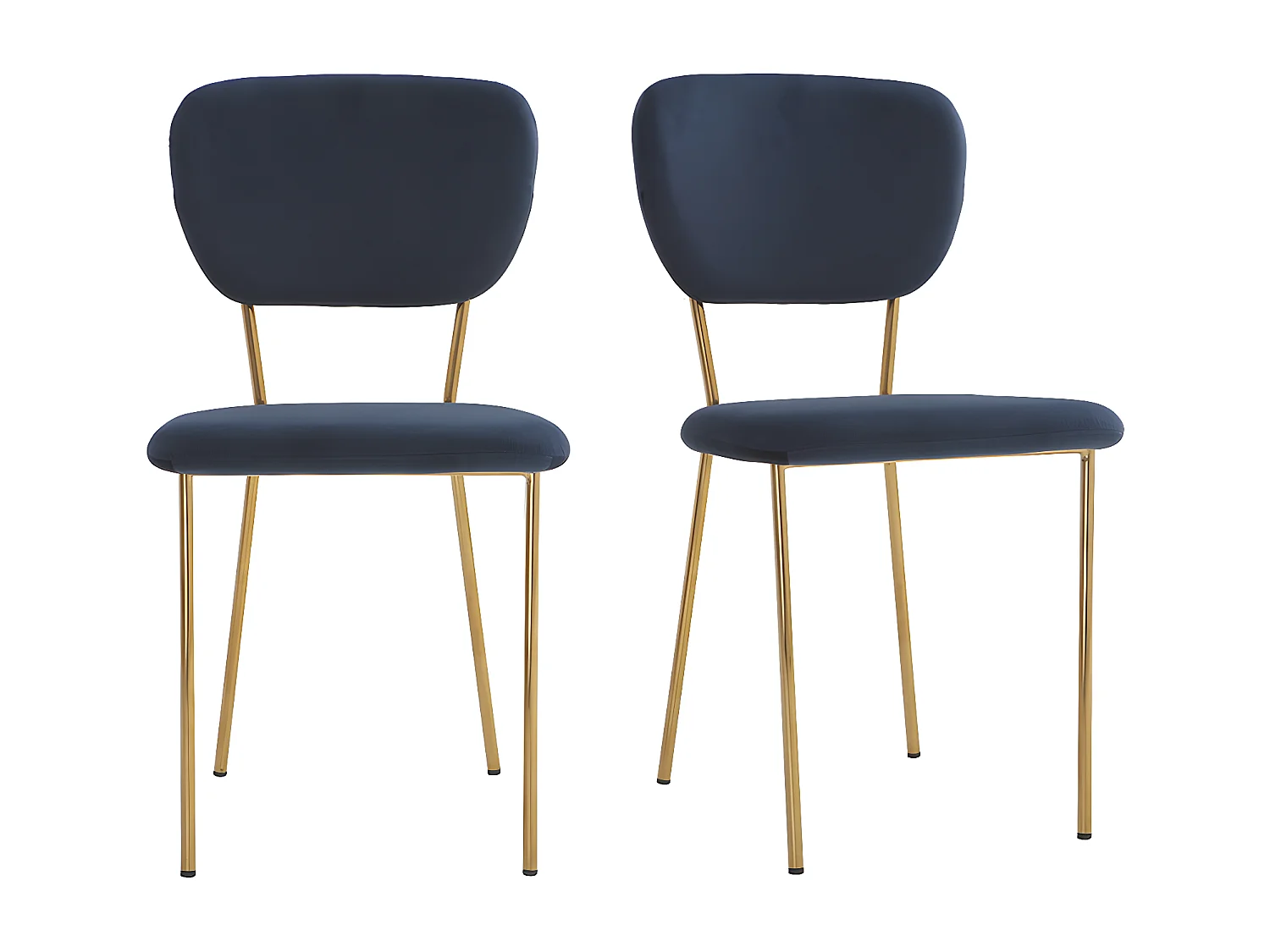 Sillas  modernas en terciopelo azul y estructura en metal dorado - lote de 2 LEPIDUS