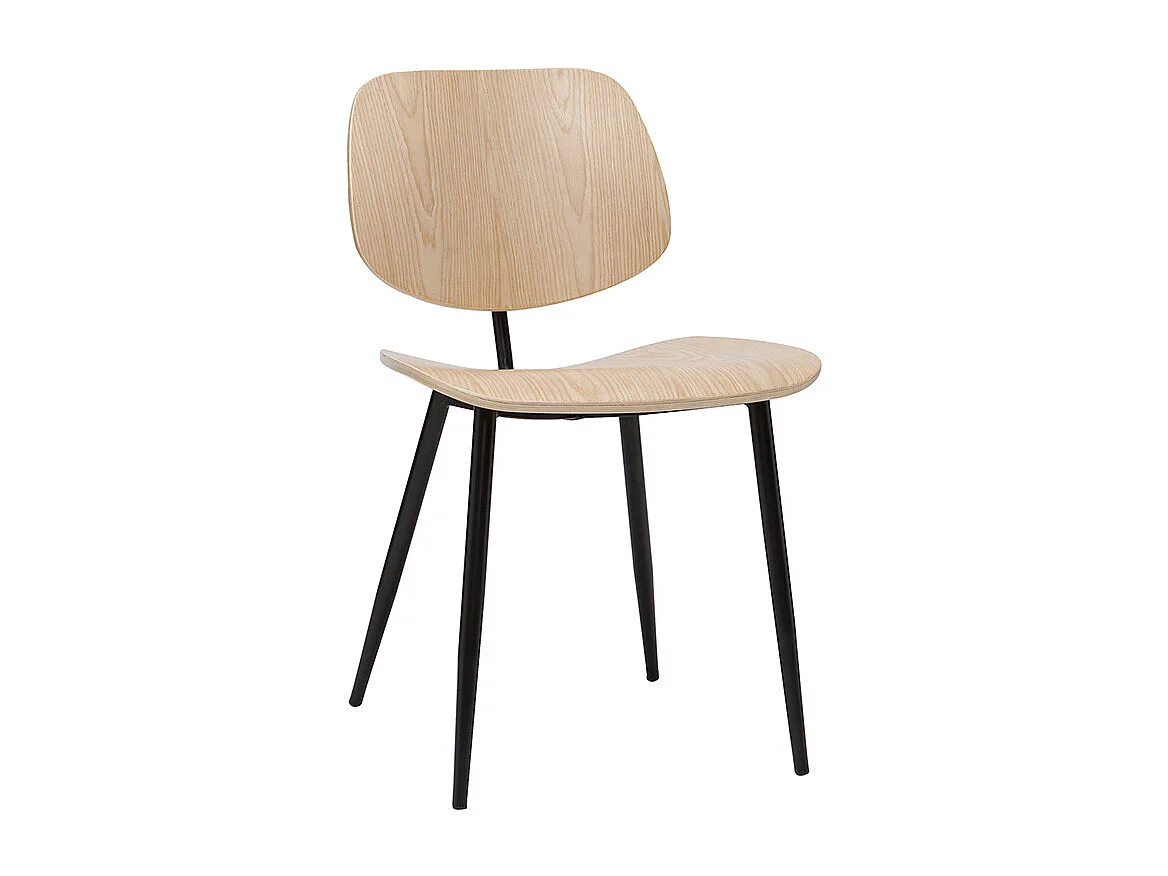 Chaises en bois clair et métal noir (lot de 2) TOBIAS