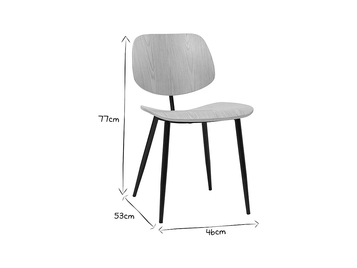 Chaises en bois clair et métal noir (lot de 2) TOBIAS