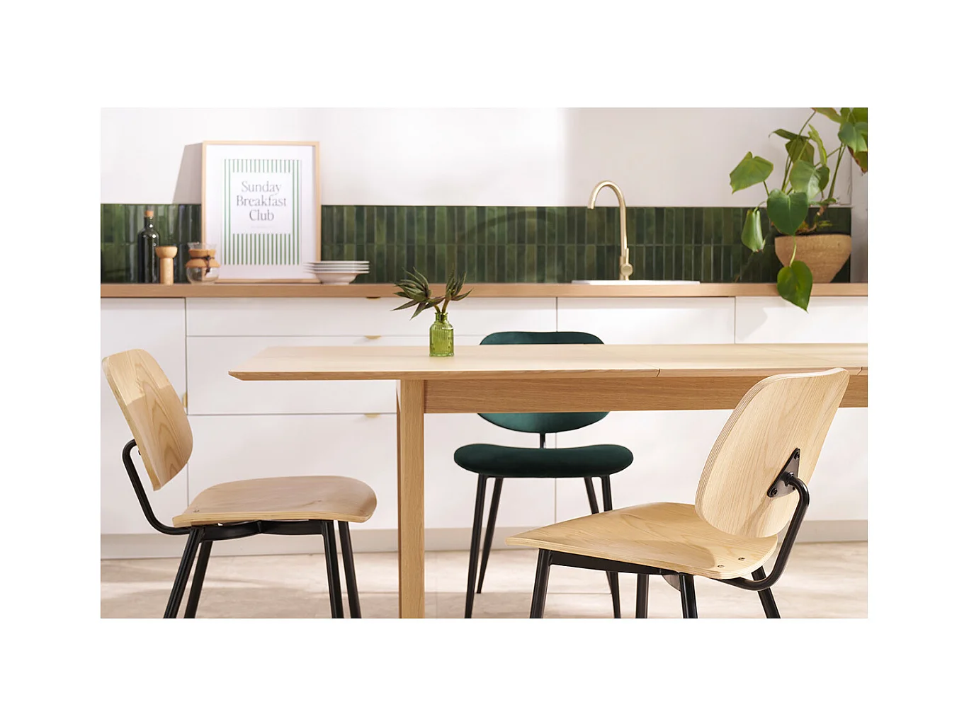 Chaises en bois clair et métal noir (lot de 2) TOBIAS