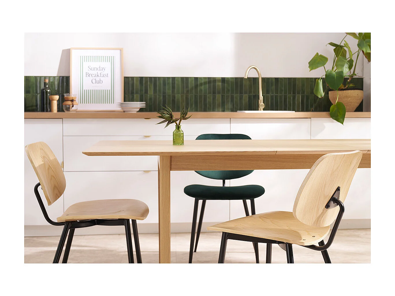 Chaises en bois clair et métal noir (lot de 2) TOBIAS