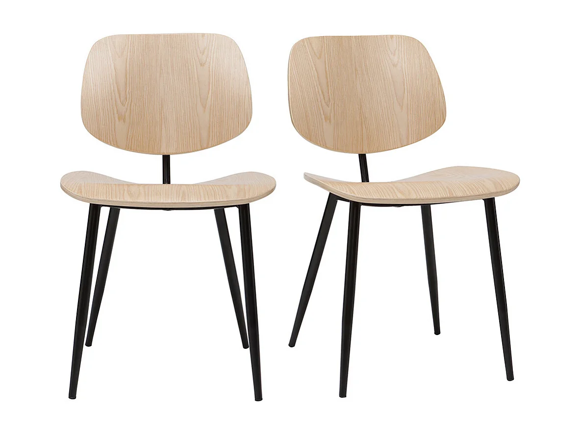 Chaises en bois clair et métal noir (lot de 2) TOBIAS