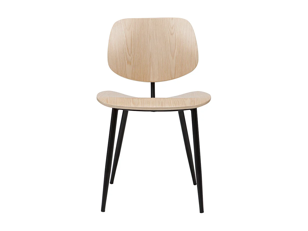 Chaises en bois clair et métal noir (lot de 2) TOBIAS