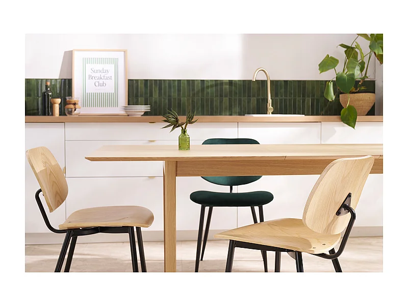 Chaises en bois clair et métal noir (lot de 2) TOBIAS