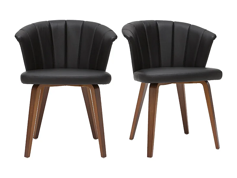 Set de 2 sillas de diseño negro y nogal oscuro ALBIN