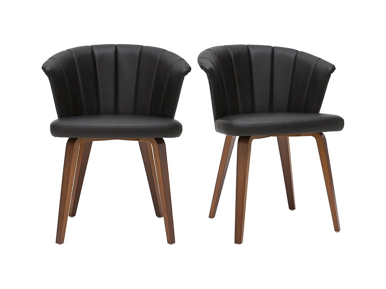 Chaises design noir et bois foncé noyer (lot de 2 ) ALBIN