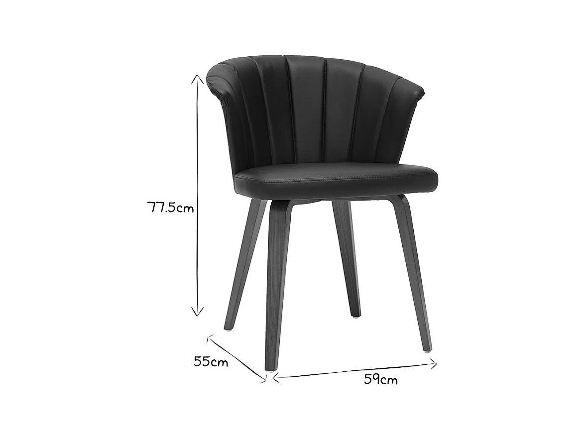 Chaises design noir et bois foncé noyer (lot de 2 ) ALBIN