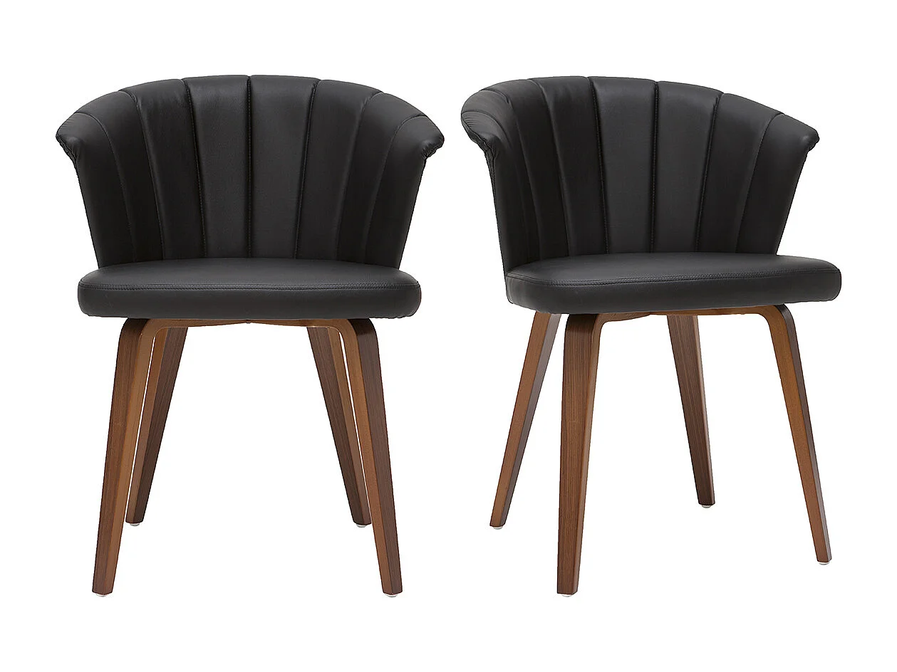 Chaises design noir et bois foncé noyer (lot de 2 ) ALBIN