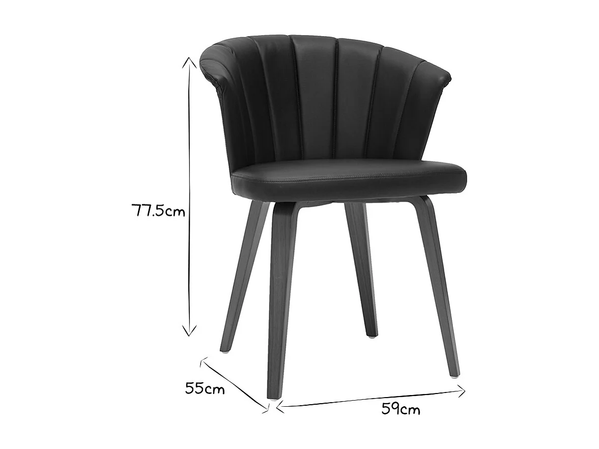 Chaises design noir et bois foncé noyer (lot de 2 ) ALBIN
