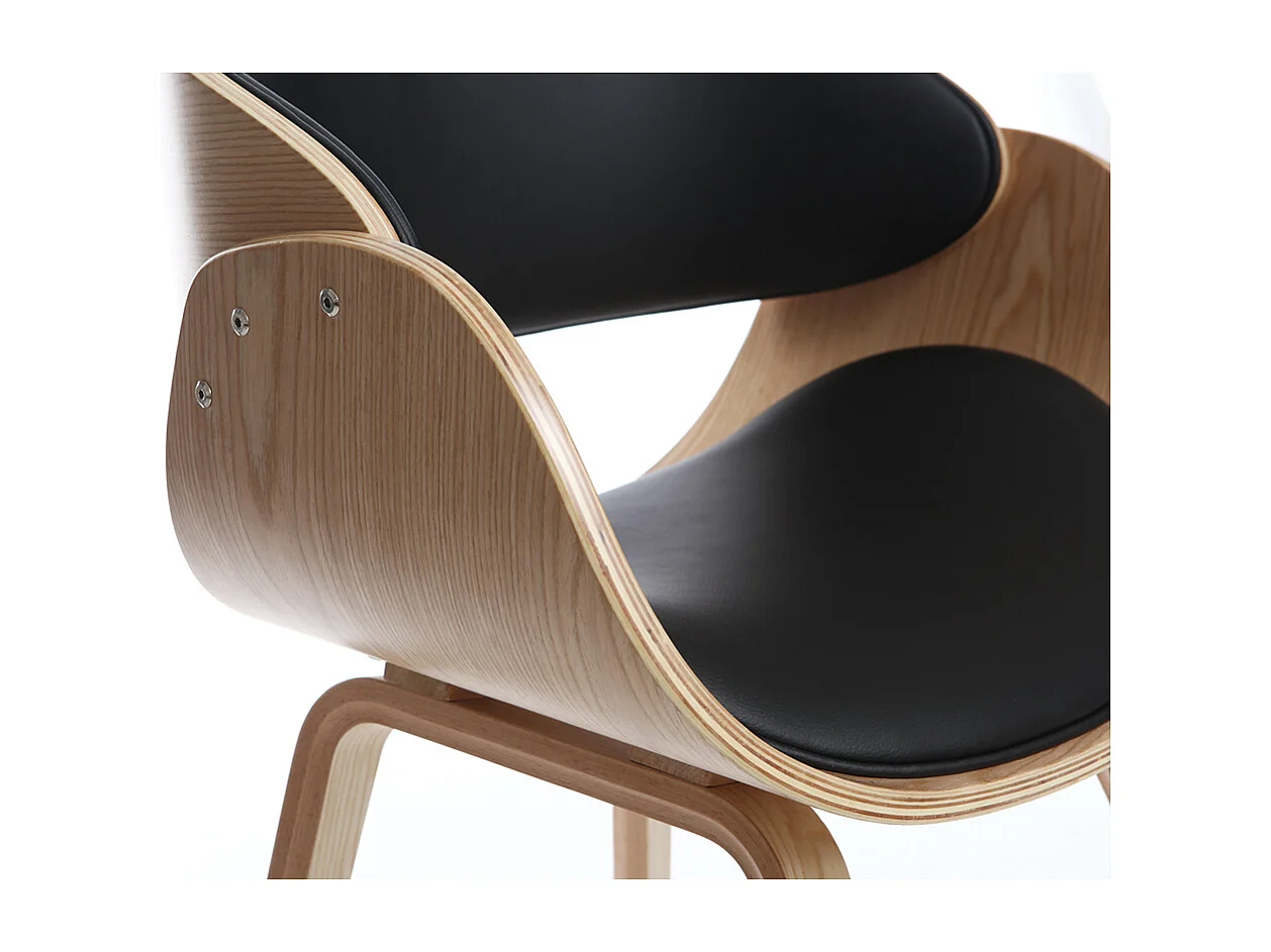 Sedia design nero e legno chiaro BENT