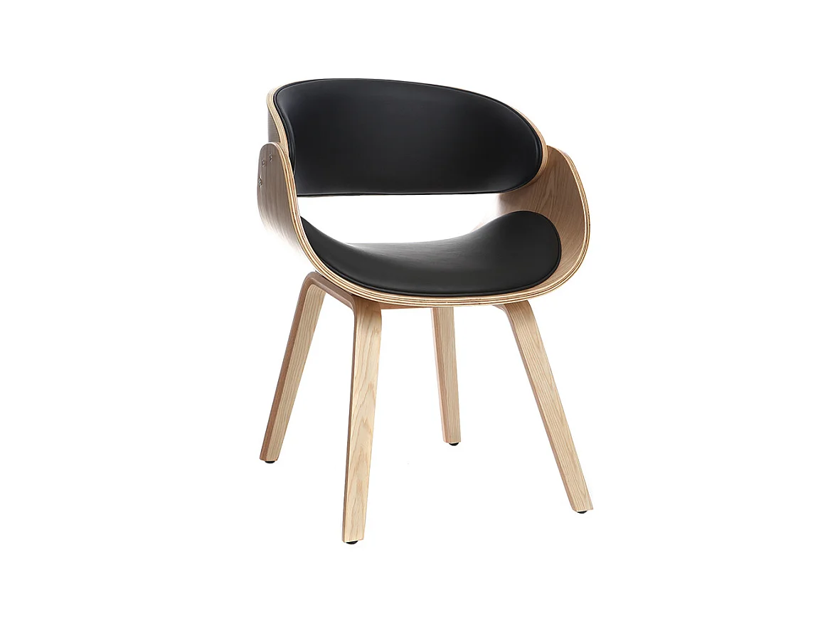 Chaise design noir et bois clair BENT
