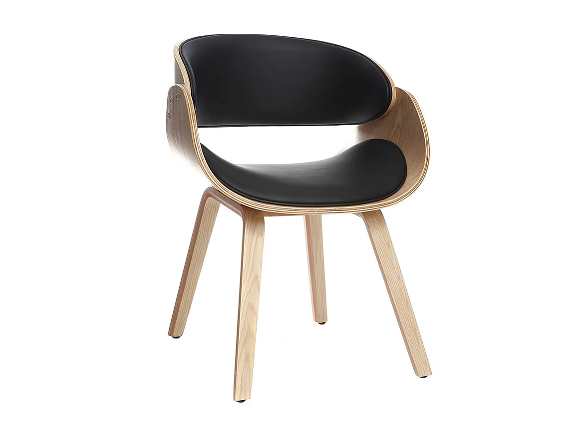 Design-Stuhl Schwarz und helles Holz BENT
