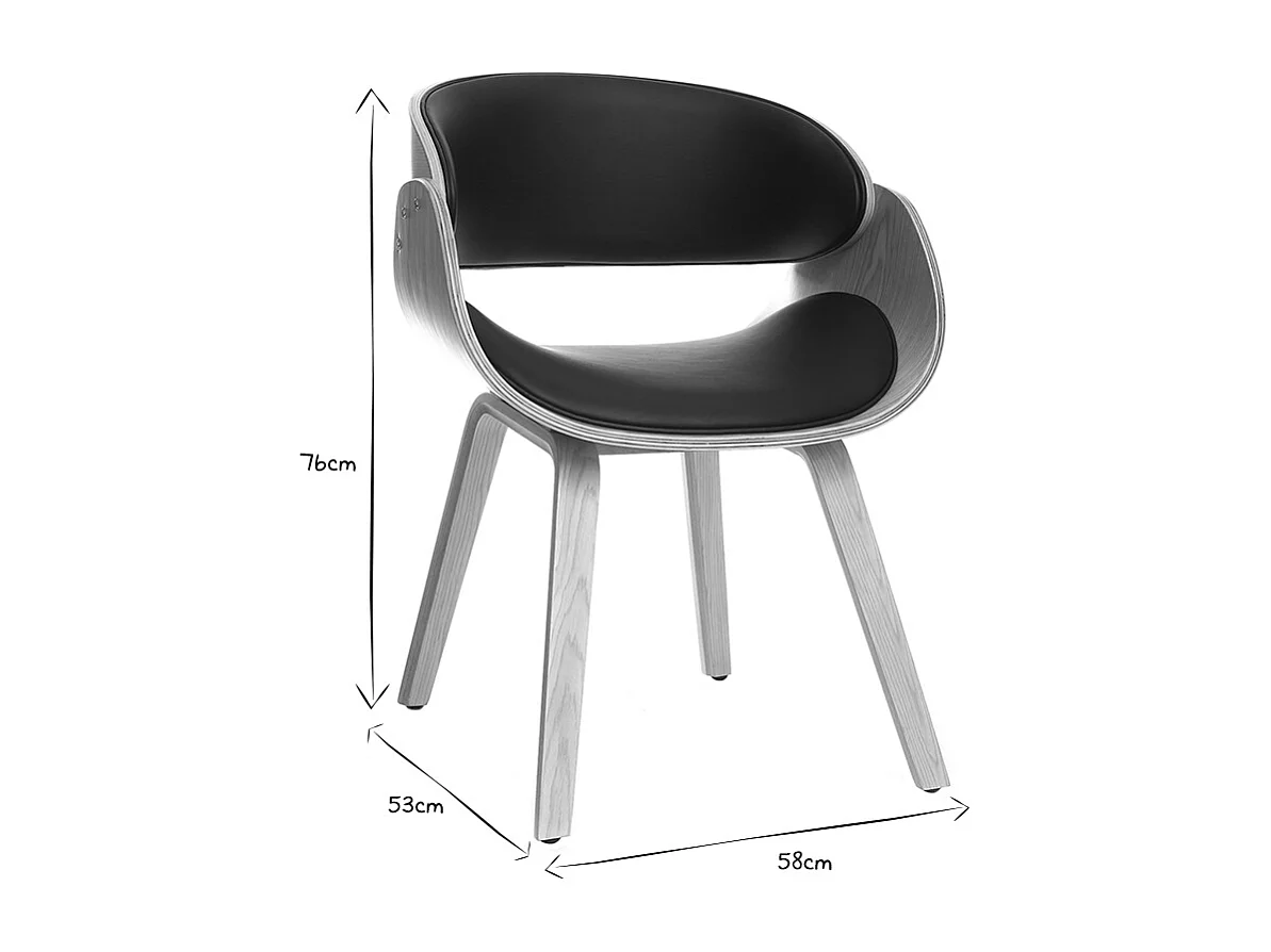 Design-Stuhl Schwarz und helles Holz BENT