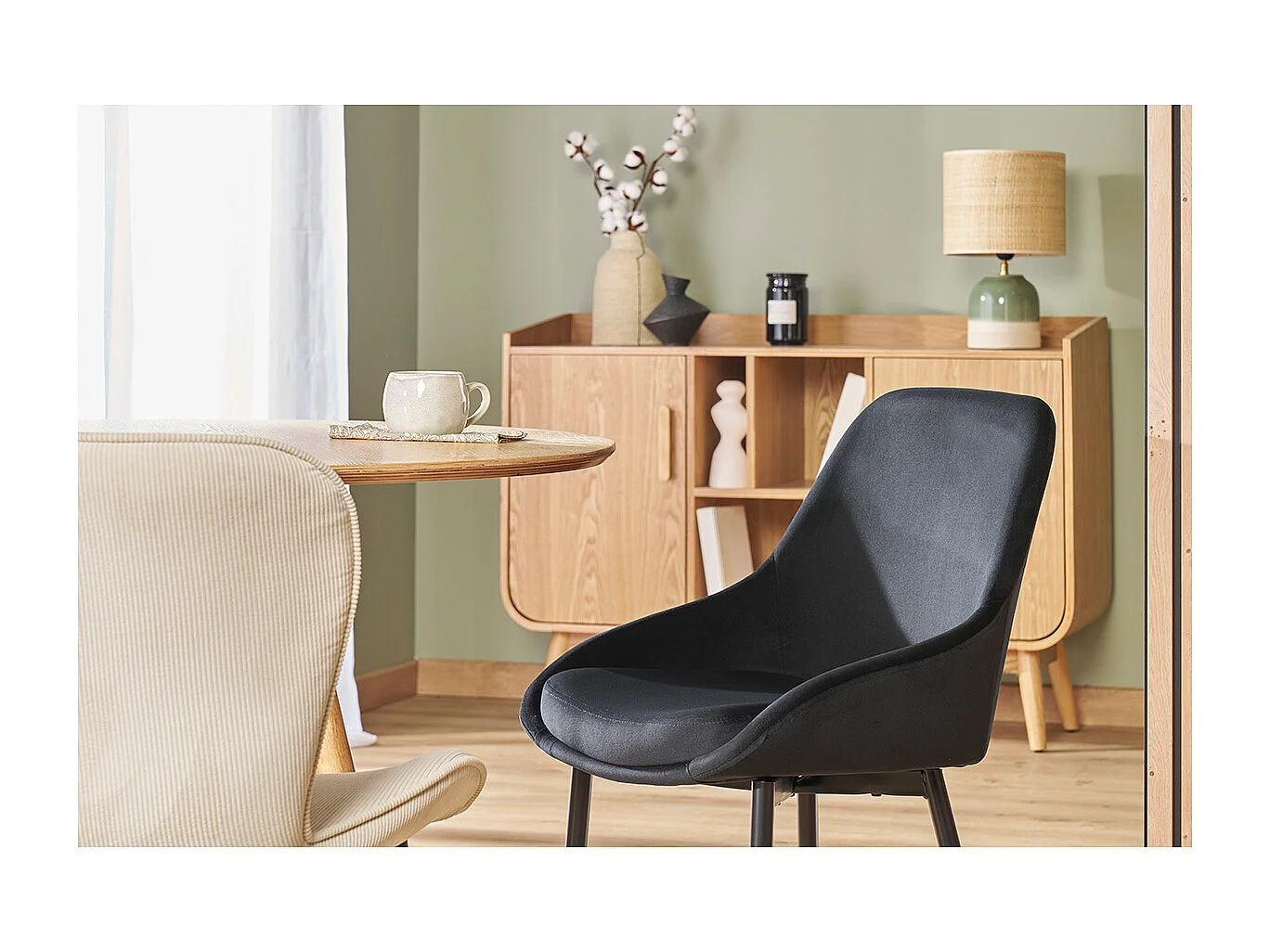 Chaises design noires en tissu velours et métal (lot de 2) HOLO