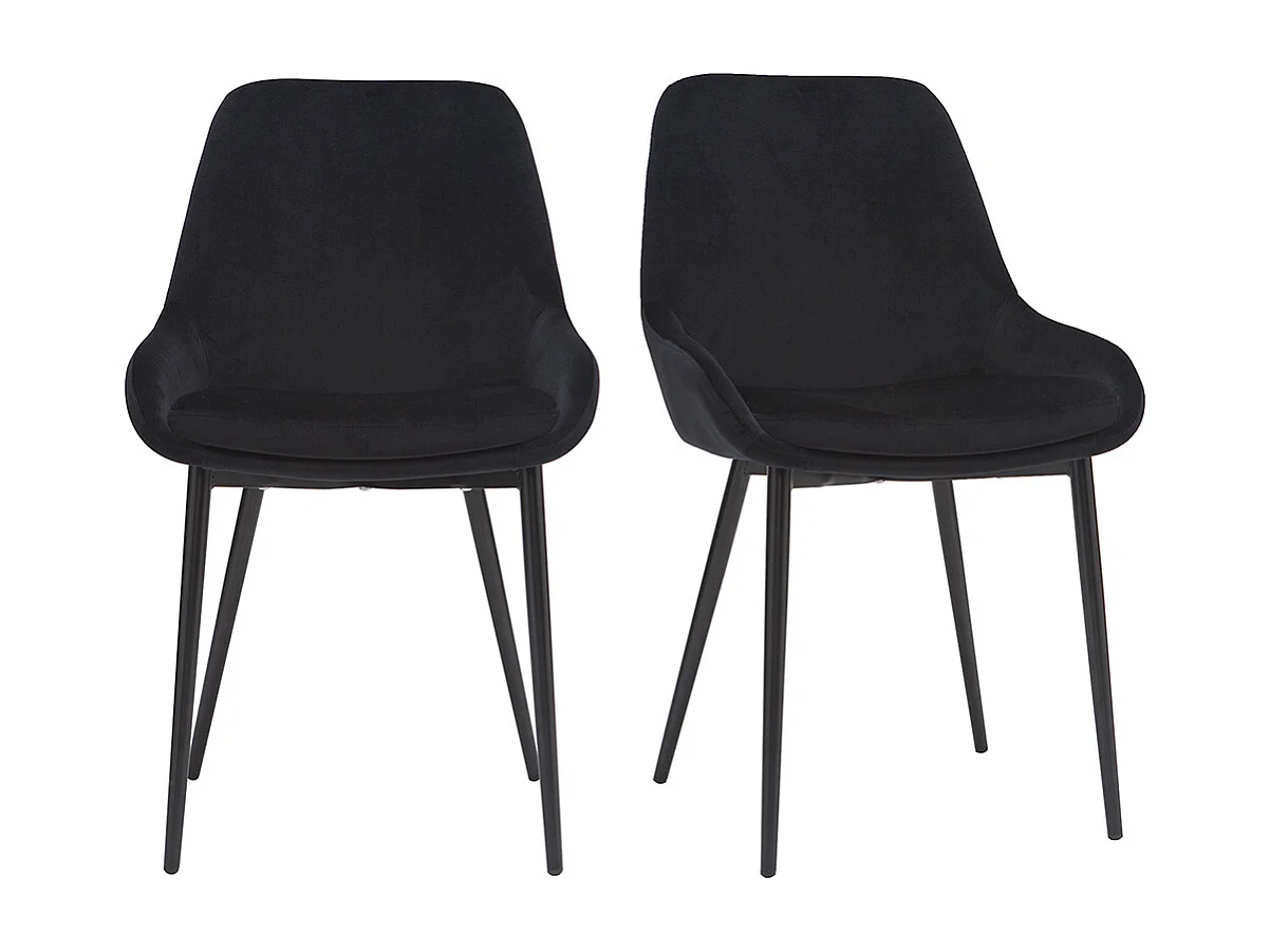 Chaises design noires en tissu velours et métal (lot de 2) HOLO