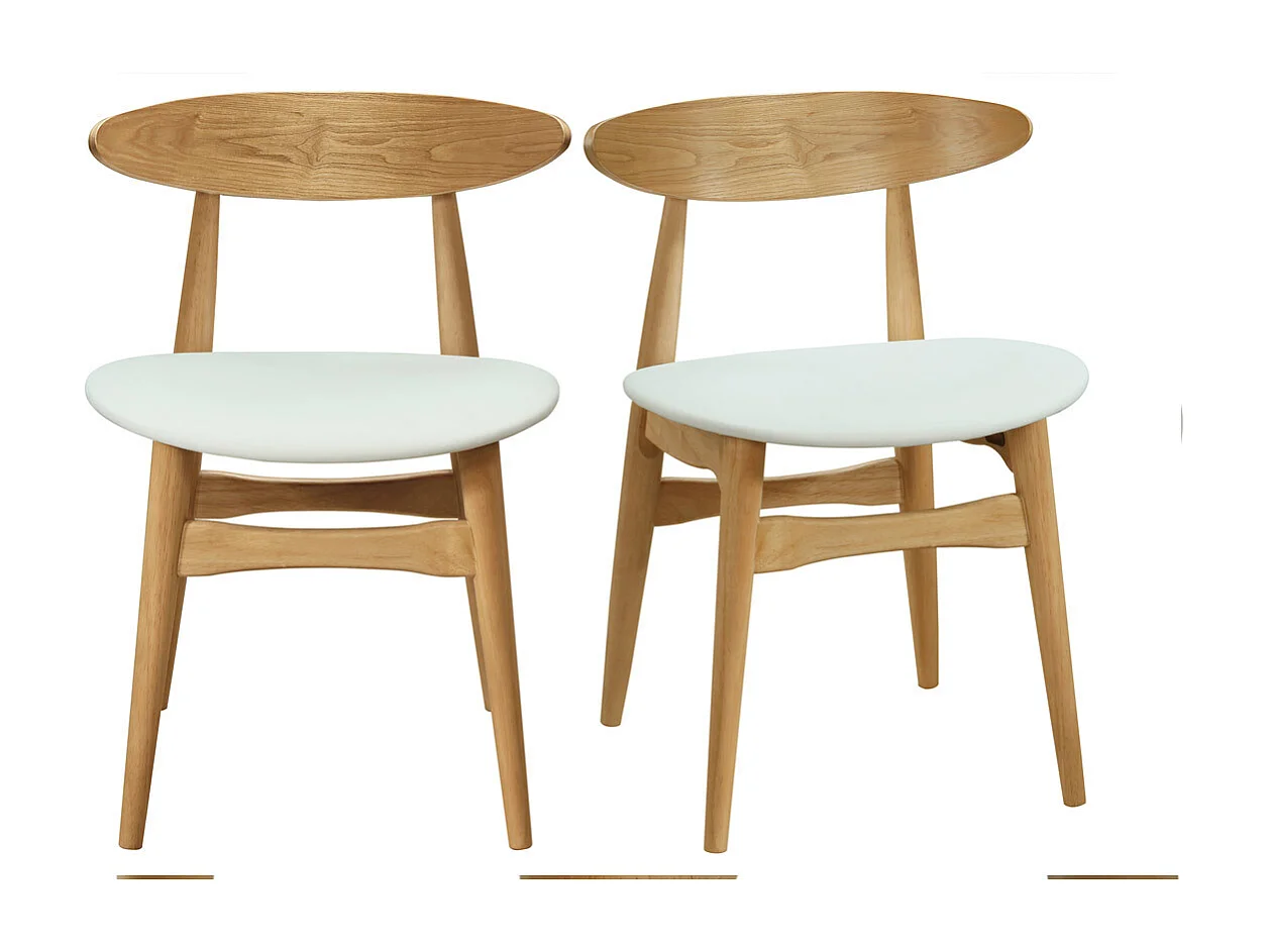 Sillas nórdicas madera clara y blanco (lote de 2) WALFORD