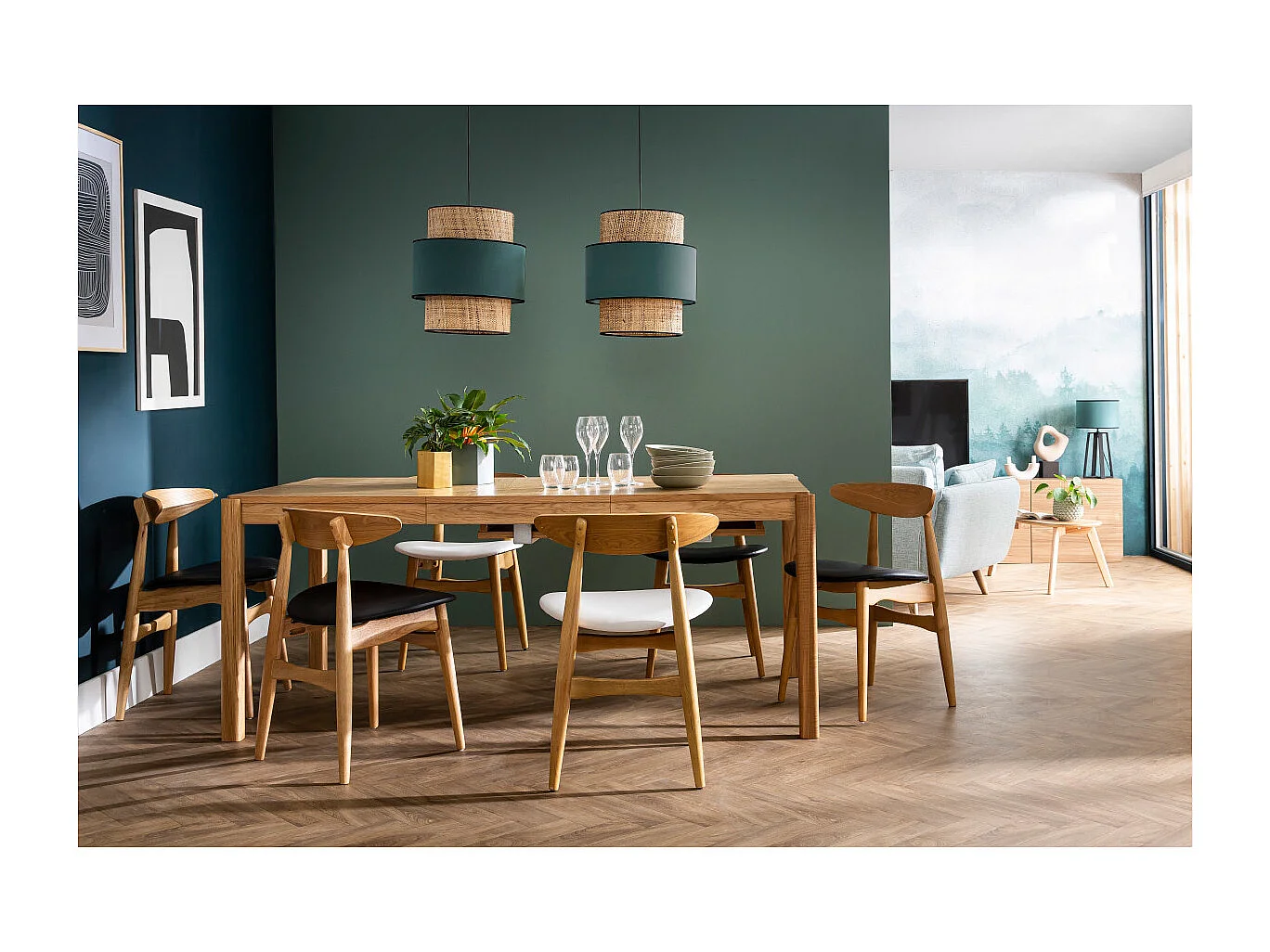 Chaises scandinaves en bois clair et blanc (lot de 2) WALFORD