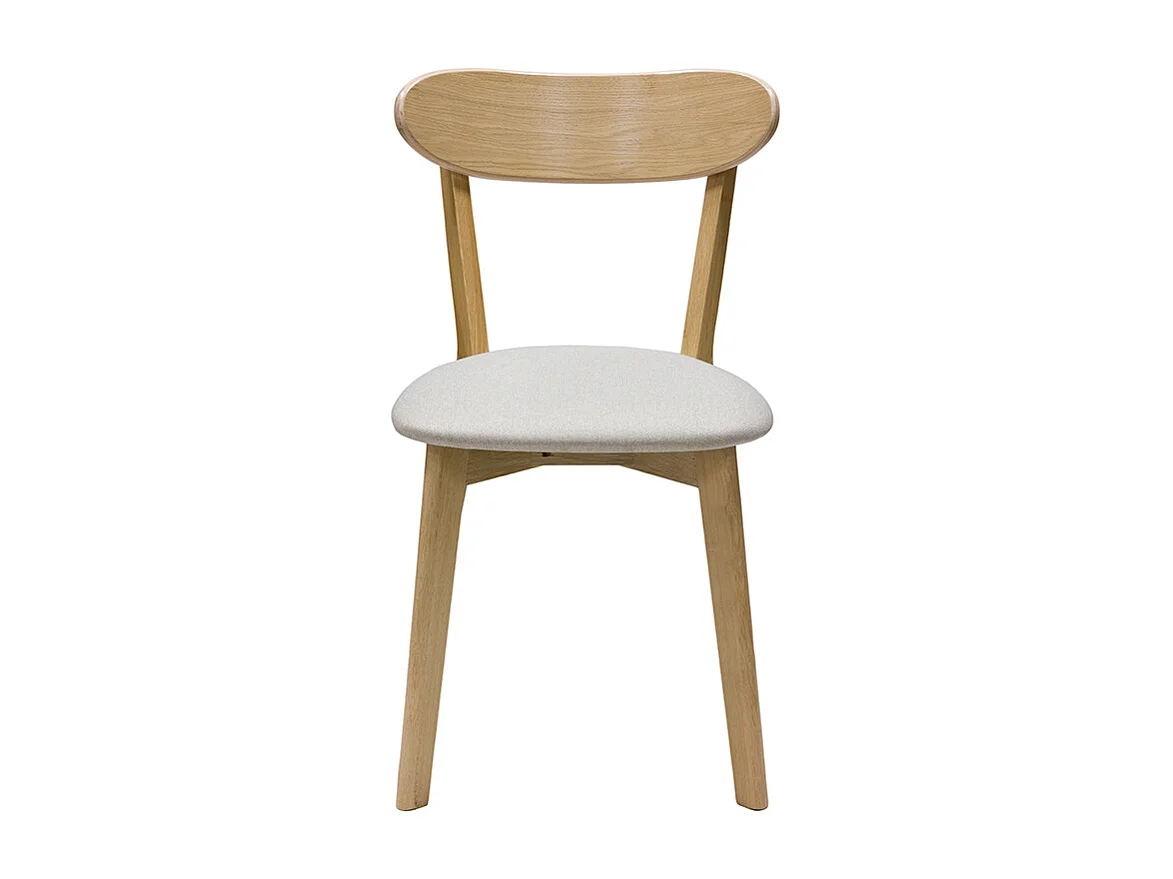 Chaises vintage en bois clair chêne et tissu beige (lot de 2) DOVE