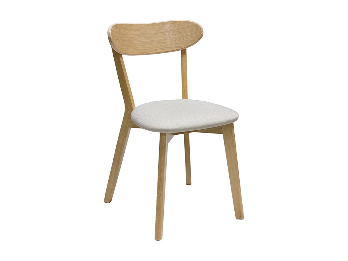 Chaises vintage en bois clair chêne et tissu beige (lot de 2) DOVE