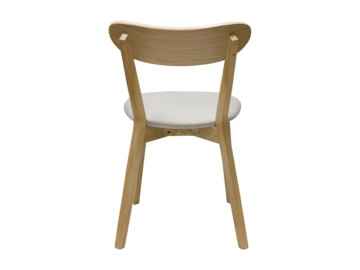 Chaises vintage en bois clair chêne et tissu beige (lot de 2) DOVE