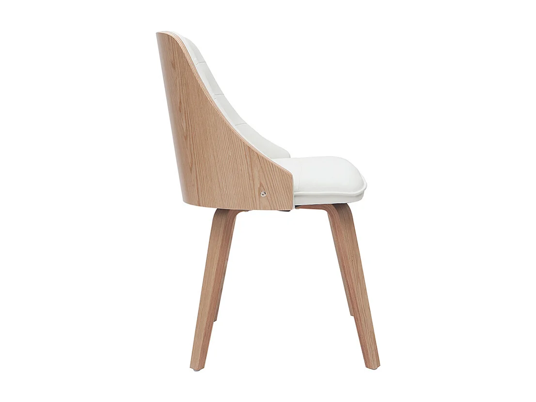 Designer-Stuhl aus zwei Materialien weiß und helles Holz FLUFFY