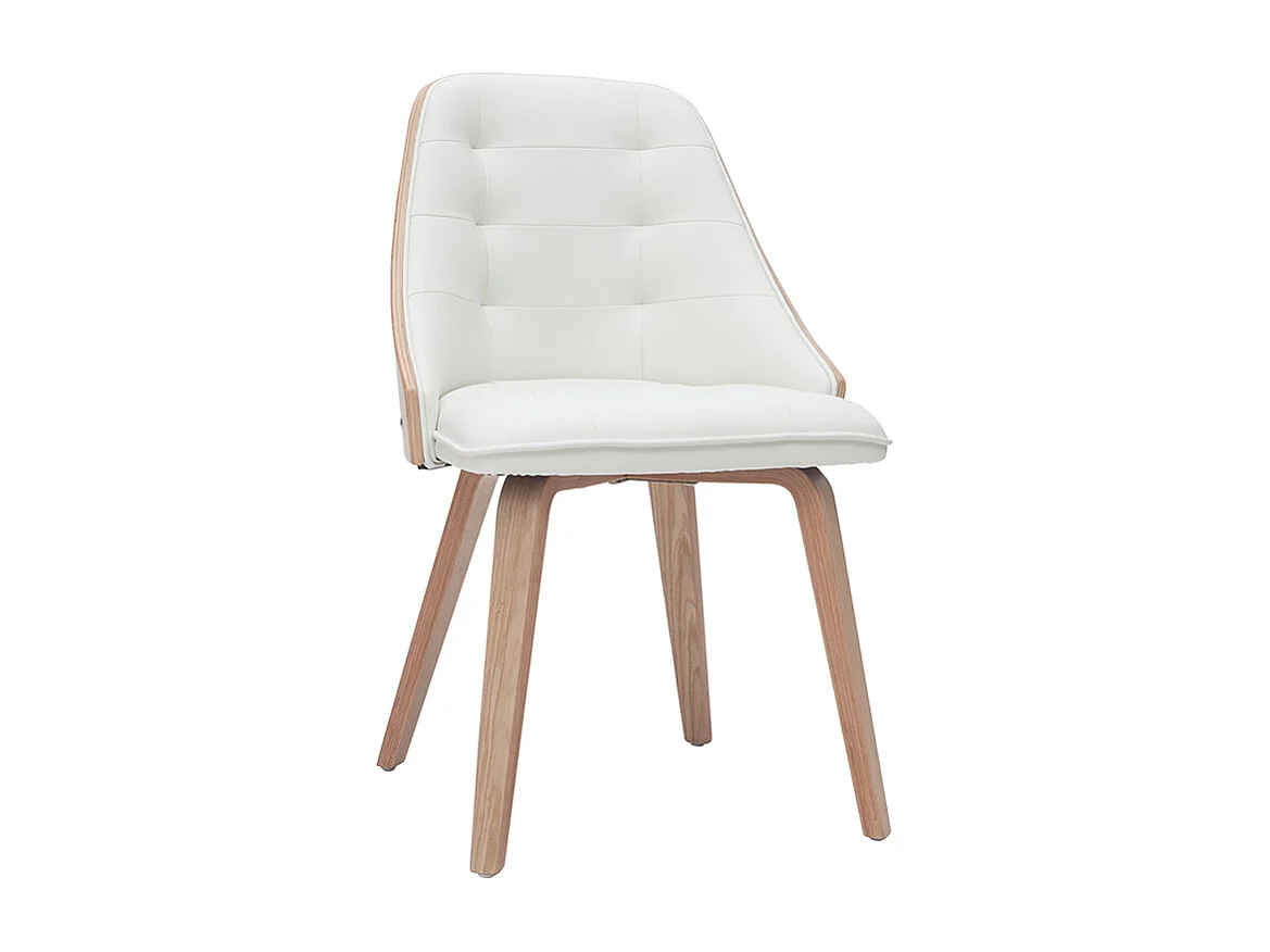 Sedia design bimateriale bianco e legno chiaro FLUFFY