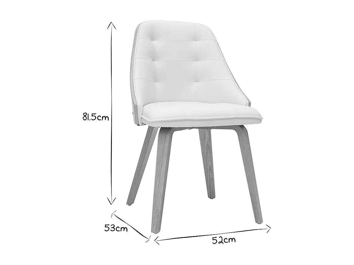 Sedia design bimateriale bianco e legno chiaro FLUFFY