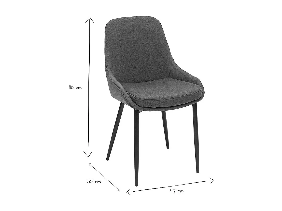 Chaises design en tissu bleu canard et métal noir (lot de 2) HOLO