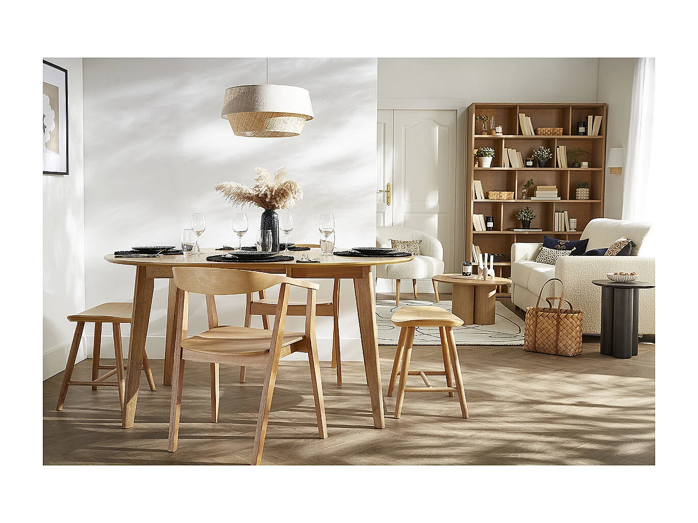 Tabouret bas bois clair H46.5 DEMORY