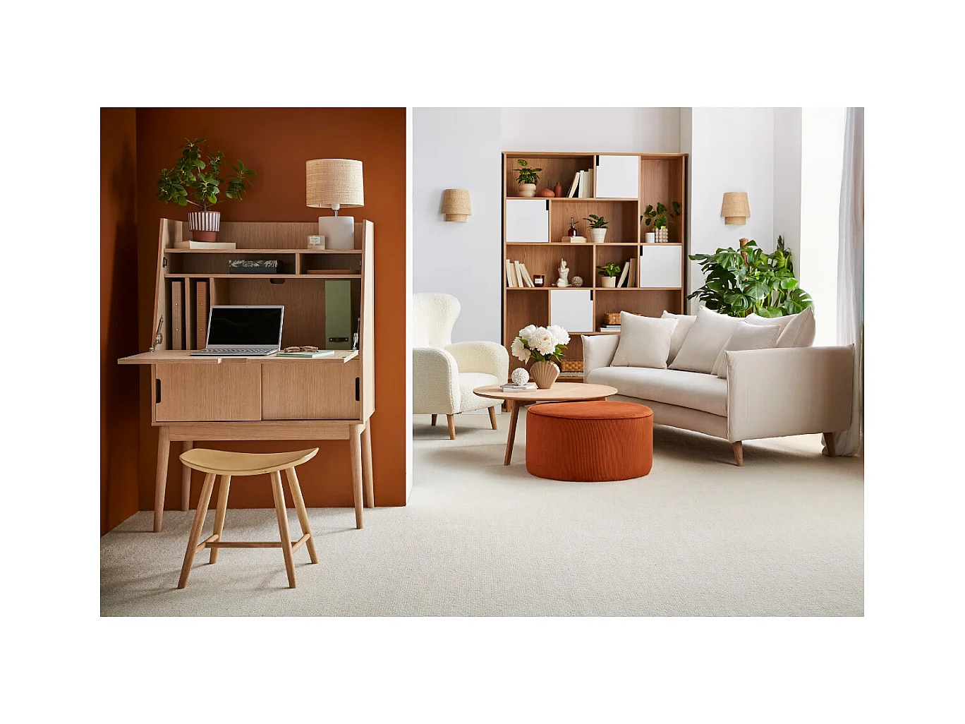 Tabouret bas bois clair H46.5 DEMORY