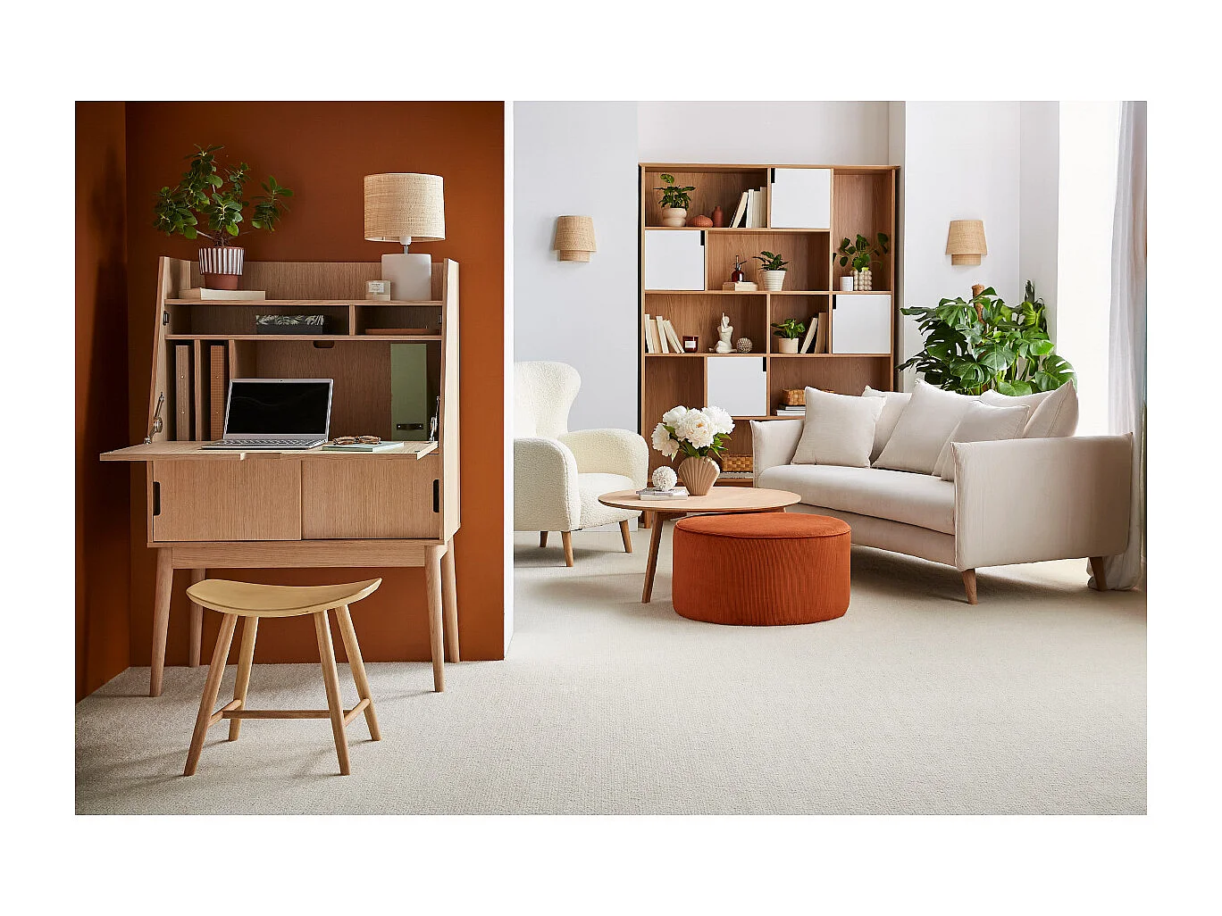 Tabouret bas bois clair H46.5 DEMORY