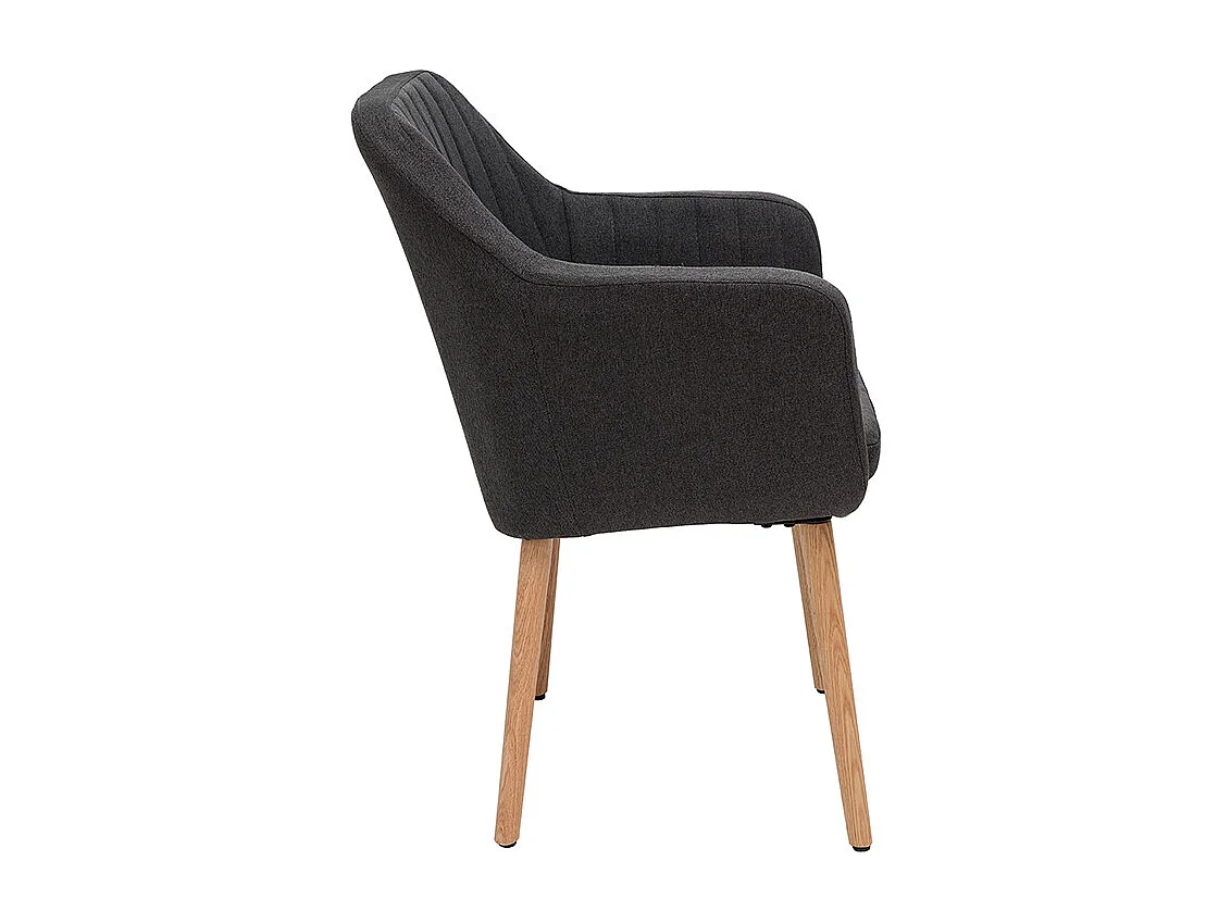 Poltrona scandinava grigio scuro e piedi in quercia ALEYNA
