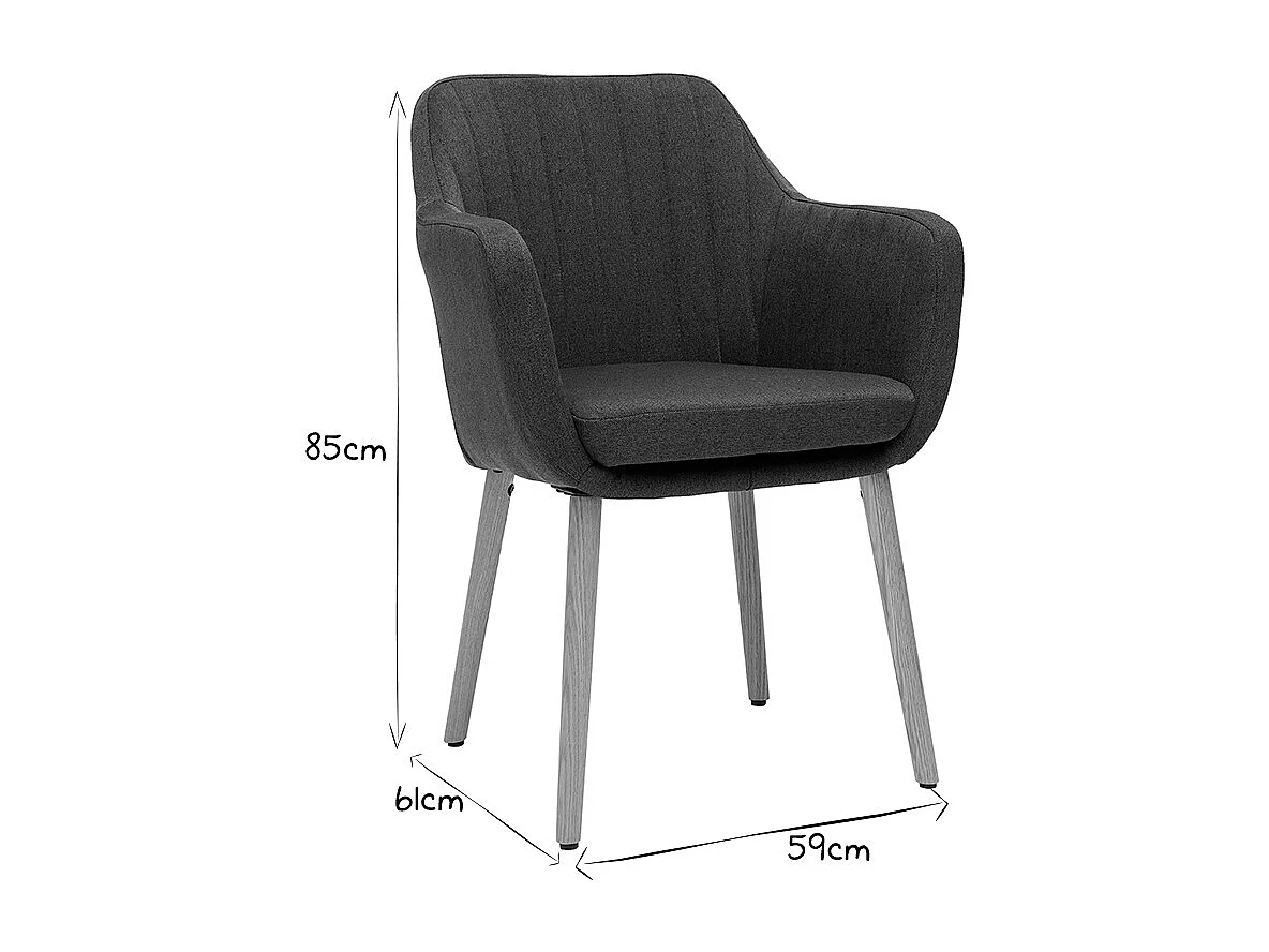 Poltrona scandinava grigio scuro e piedi in quercia ALEYNA