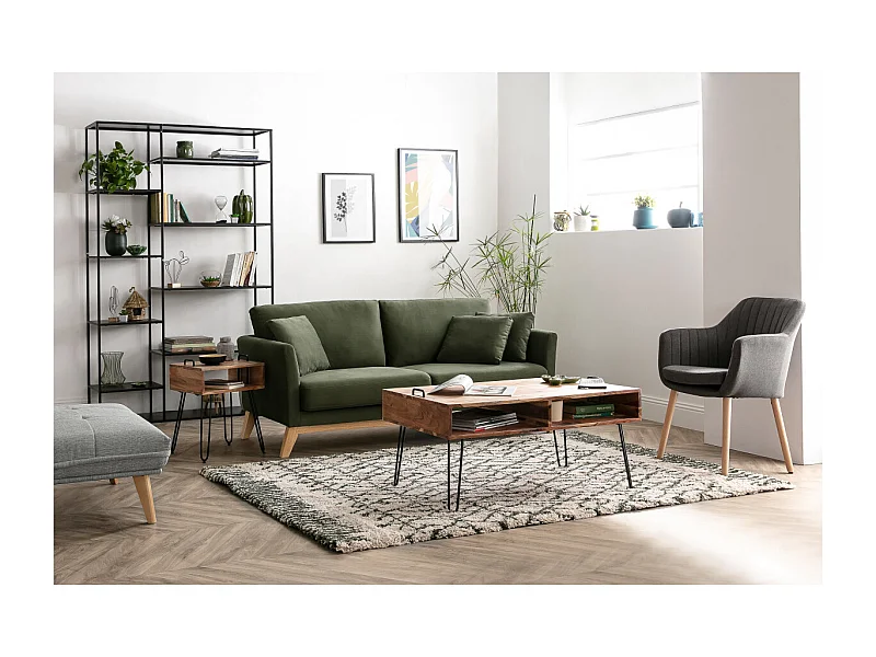 Chaise scandinave en tissu gris anthracite et bois clair ALEYNA