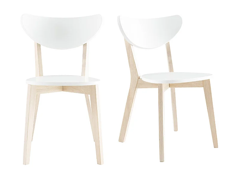 Sillas diseño madera y laminado blanco LEENA (lote de 2)