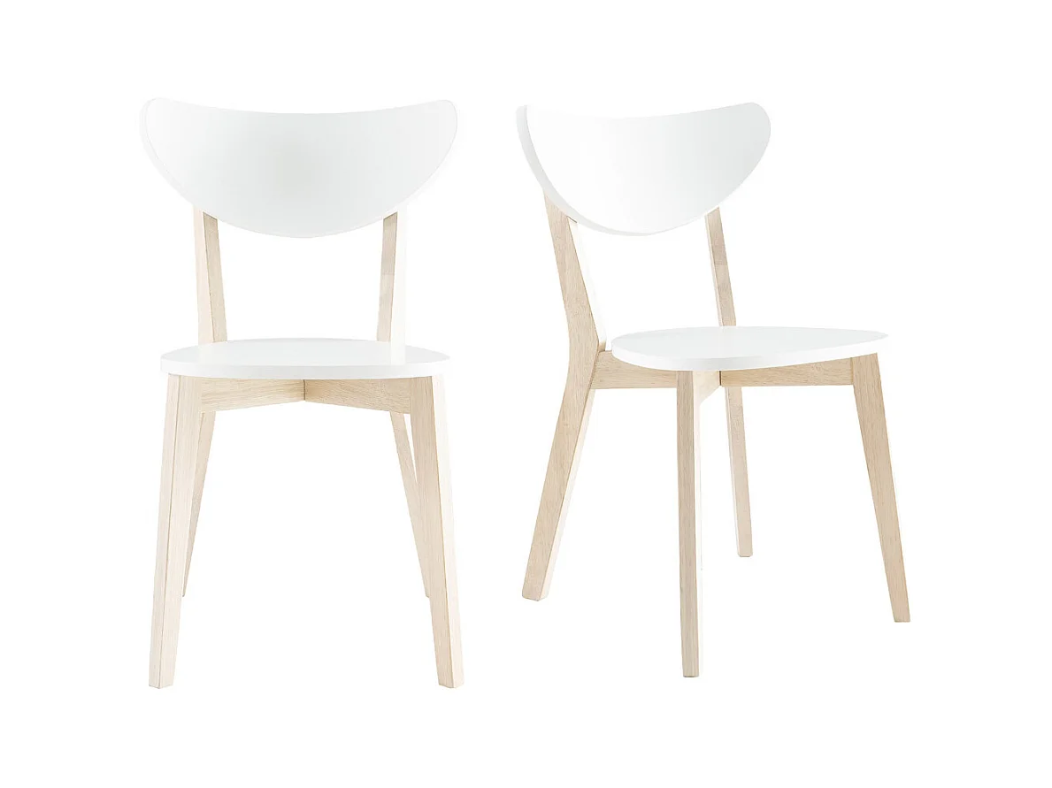 Chaises scandinaves blanc et bois clair (lot de 2) LEENA